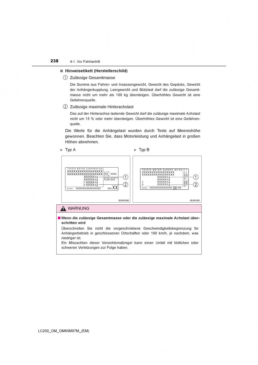 Toyota Land Cruiser J200 Handbuch / page 238