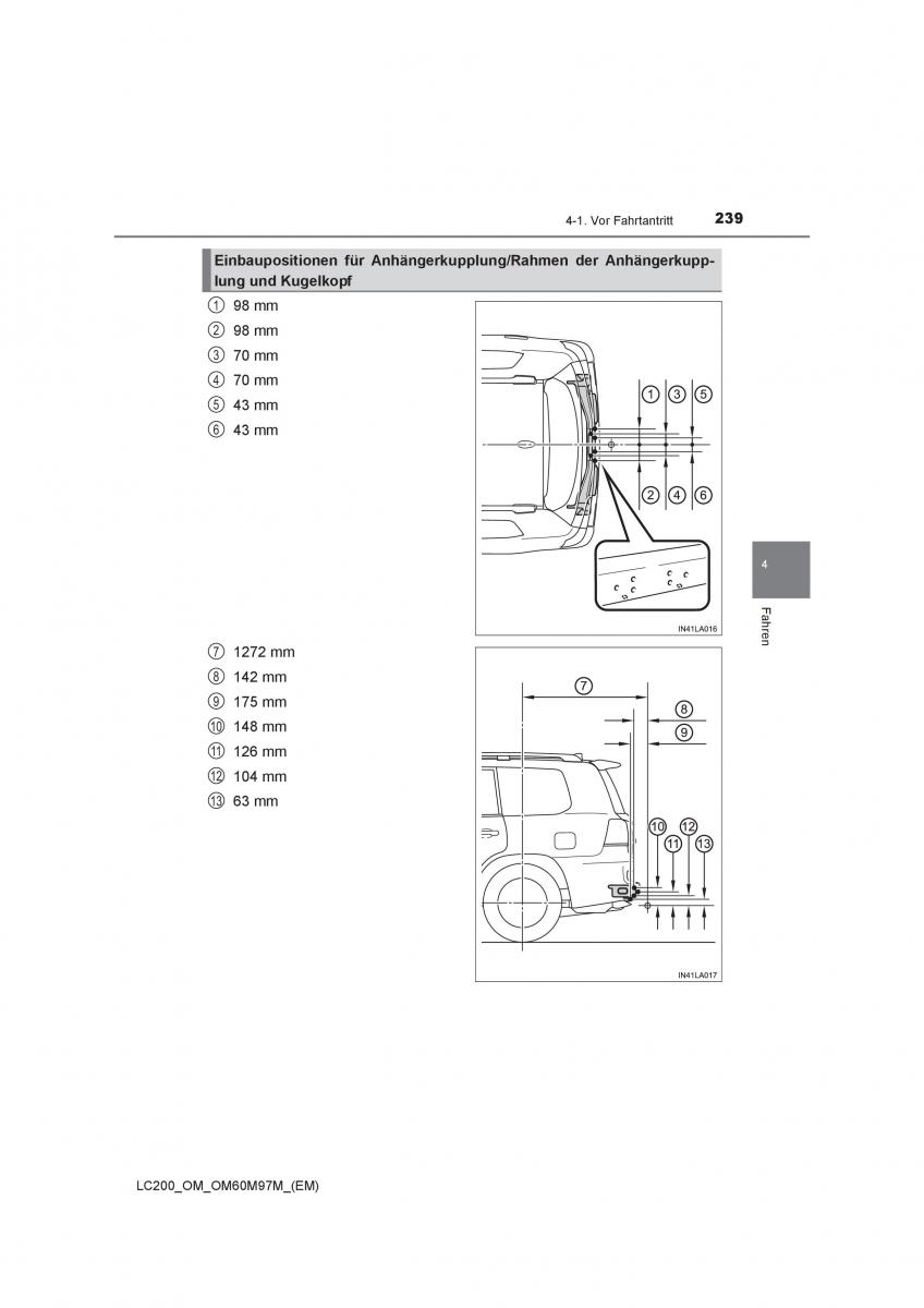 Toyota Land Cruiser J200 Handbuch / page 239