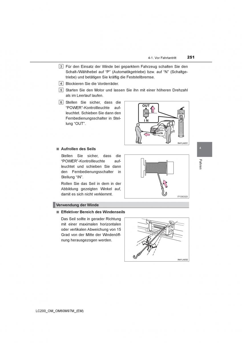 Toyota Land Cruiser J200 Handbuch / page 251