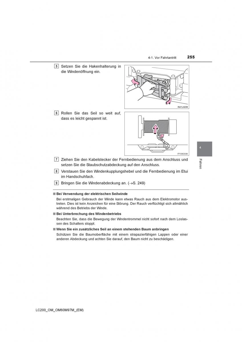 Toyota Land Cruiser J200 Handbuch / page 255