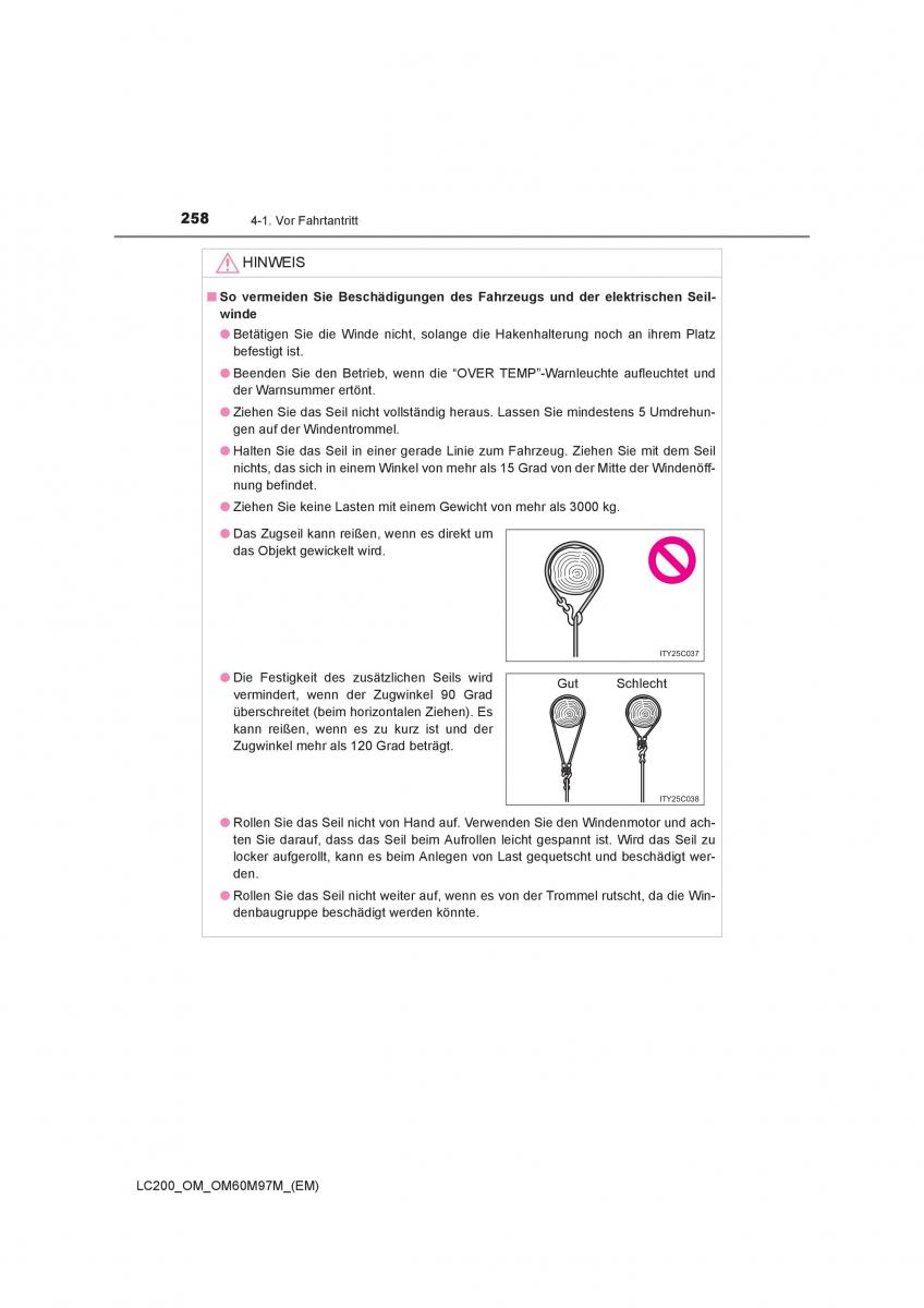 Toyota Land Cruiser J200 Handbuch / page 258