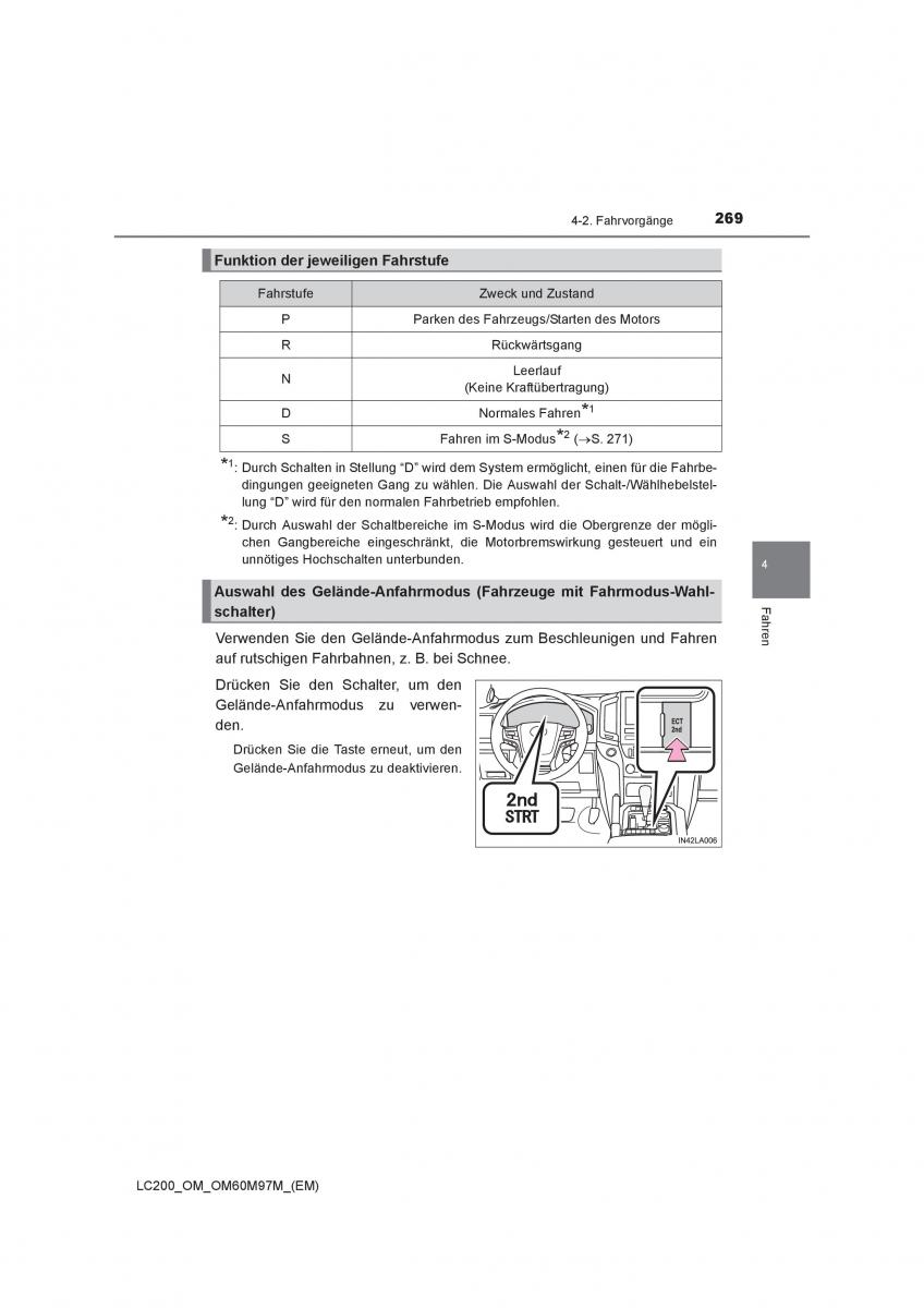 Toyota Land Cruiser J200 Handbuch / page 269