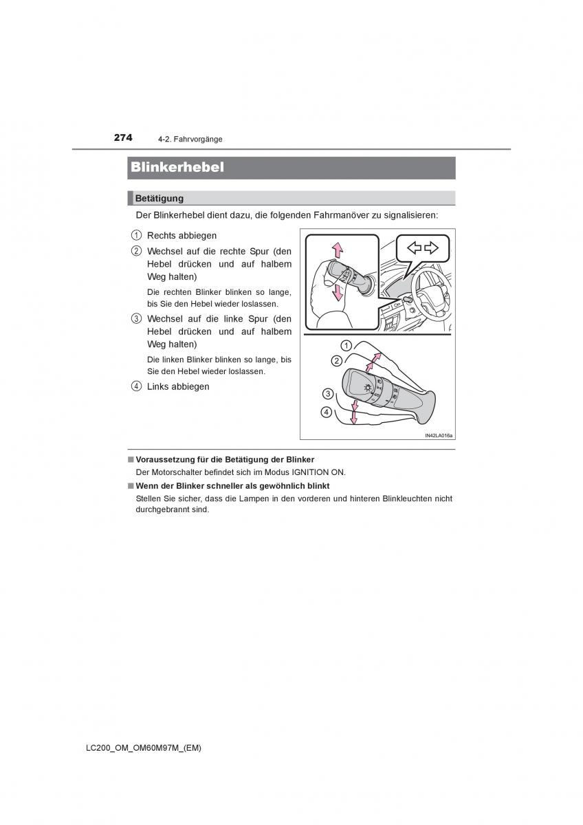 Toyota Land Cruiser J200 Handbuch / page 274