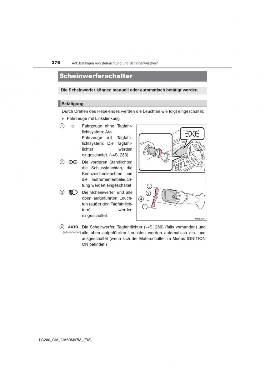 Toyota Land Cruiser J200 Handbuch / page 276