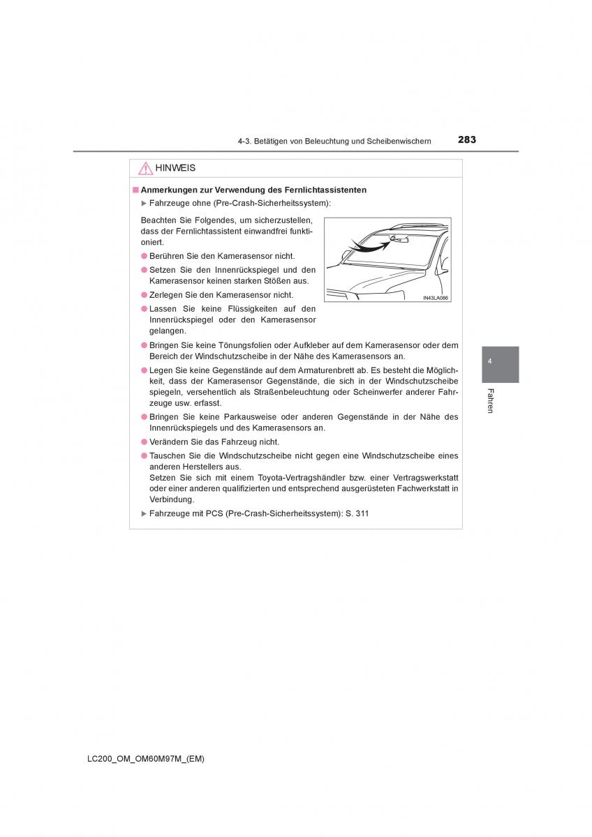 Toyota Land Cruiser J200 Handbuch / page 283