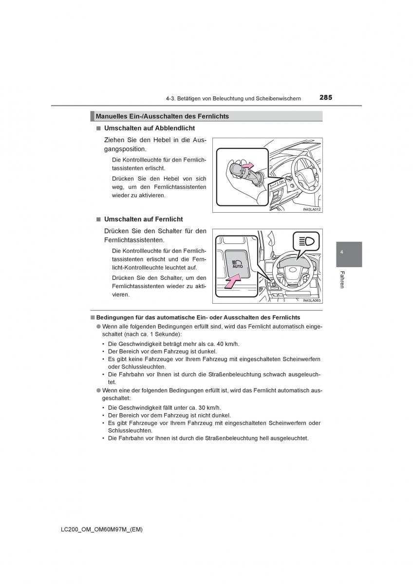 Toyota Land Cruiser J200 Handbuch / page 285