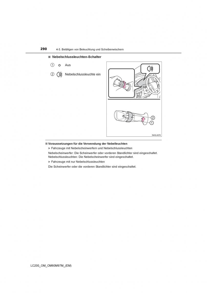 Toyota Land Cruiser J200 Handbuch / page 290