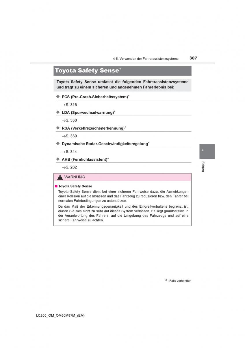 Toyota Land Cruiser J200 Handbuch / page 307