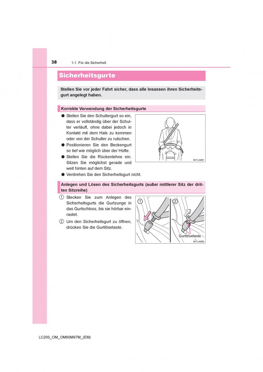 Toyota Land Cruiser J200 Handbuch / page 38