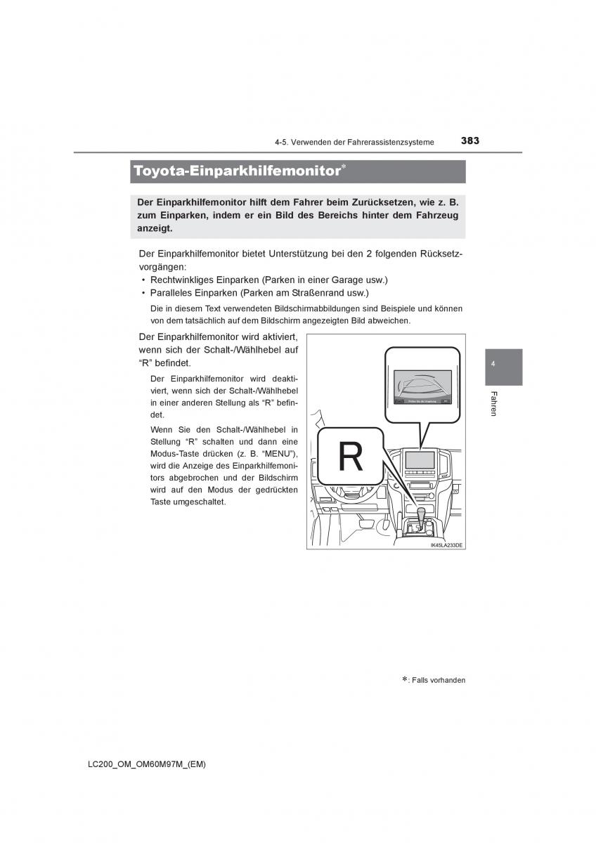 Toyota Land Cruiser J200 Handbuch / page 383