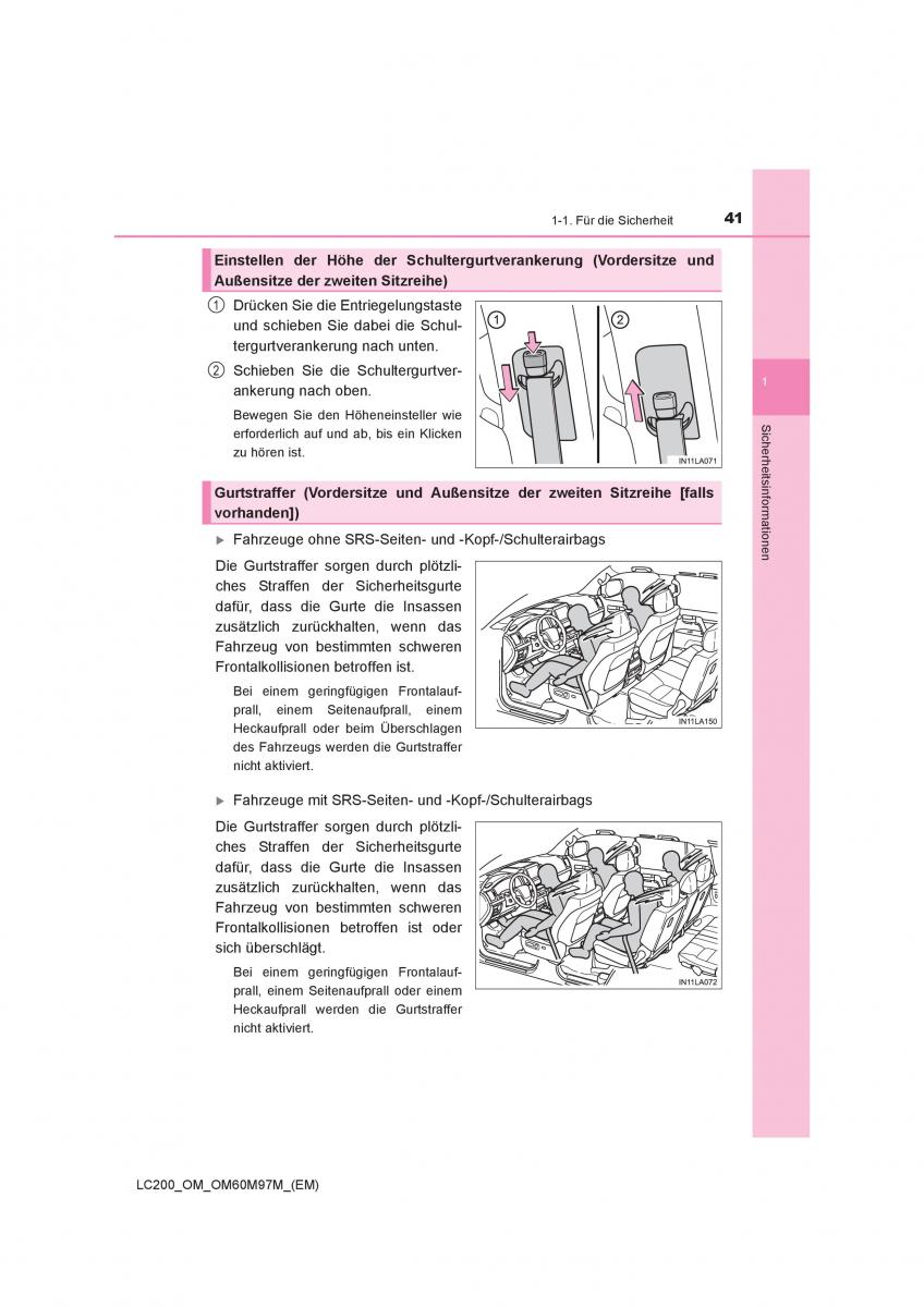 Toyota Land Cruiser J200 Handbuch / page 41