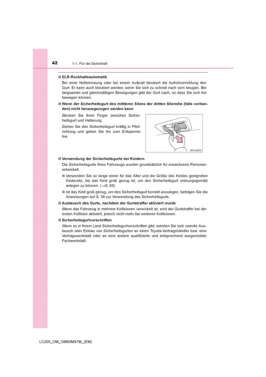 Toyota Land Cruiser J200 Handbuch / page 42