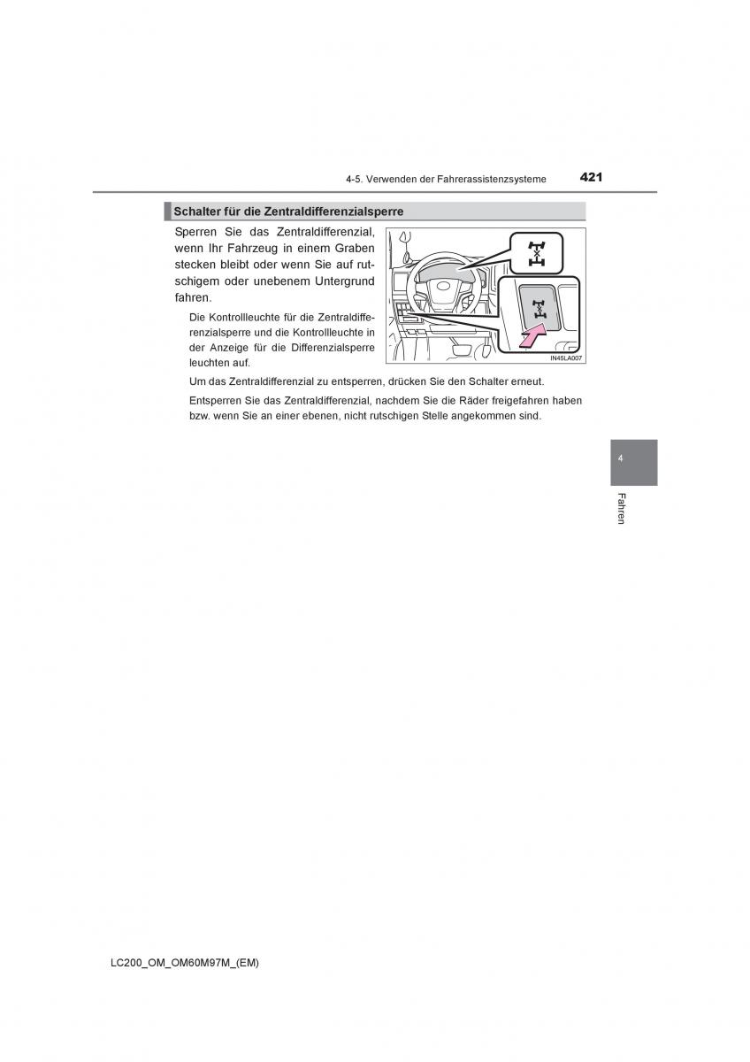 Toyota Land Cruiser J200 Handbuch / page 421