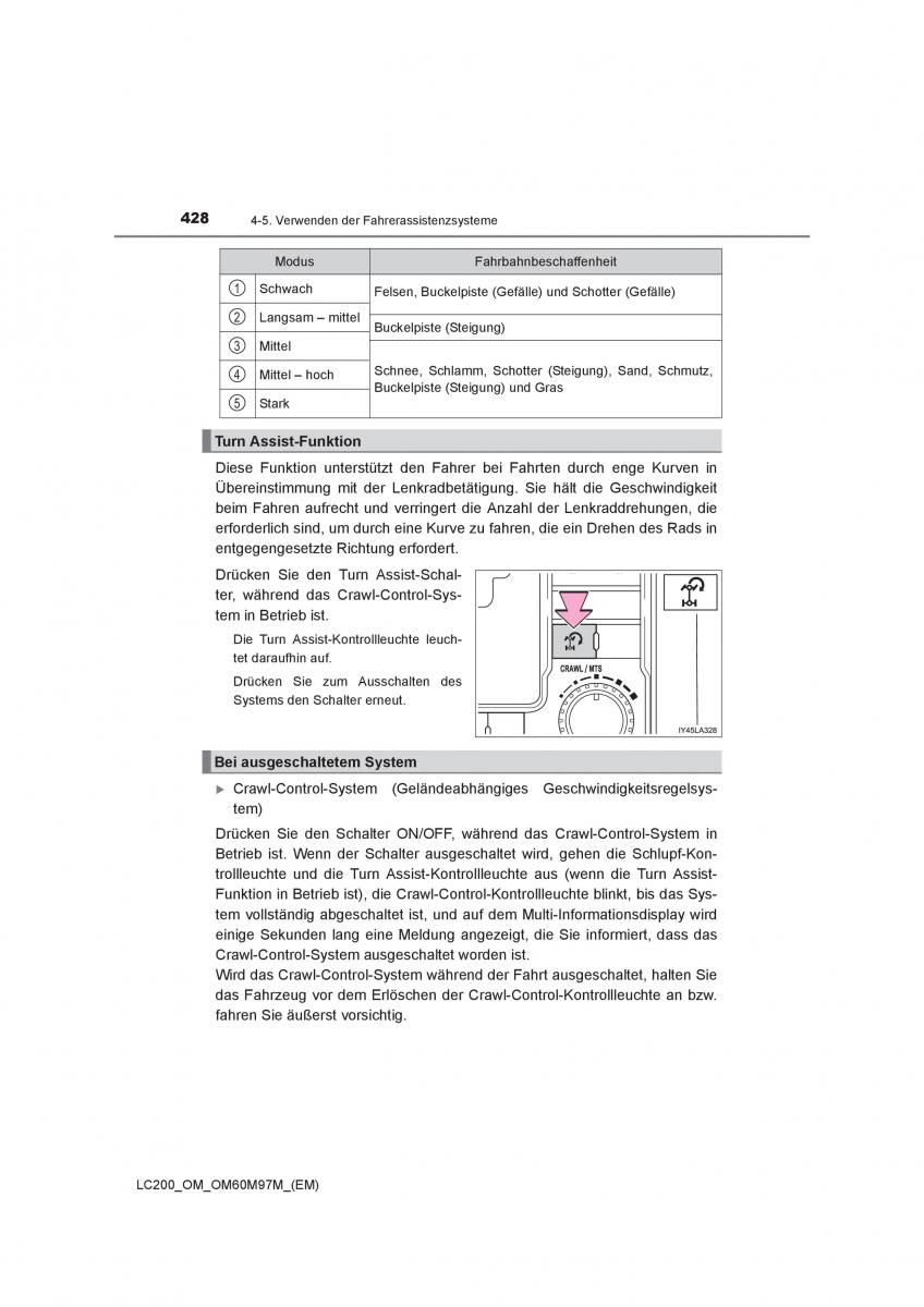 Toyota Land Cruiser J200 Handbuch / page 428