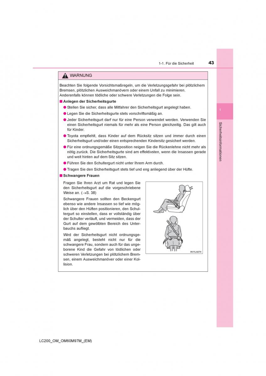 Toyota Land Cruiser J200 Handbuch / page 43