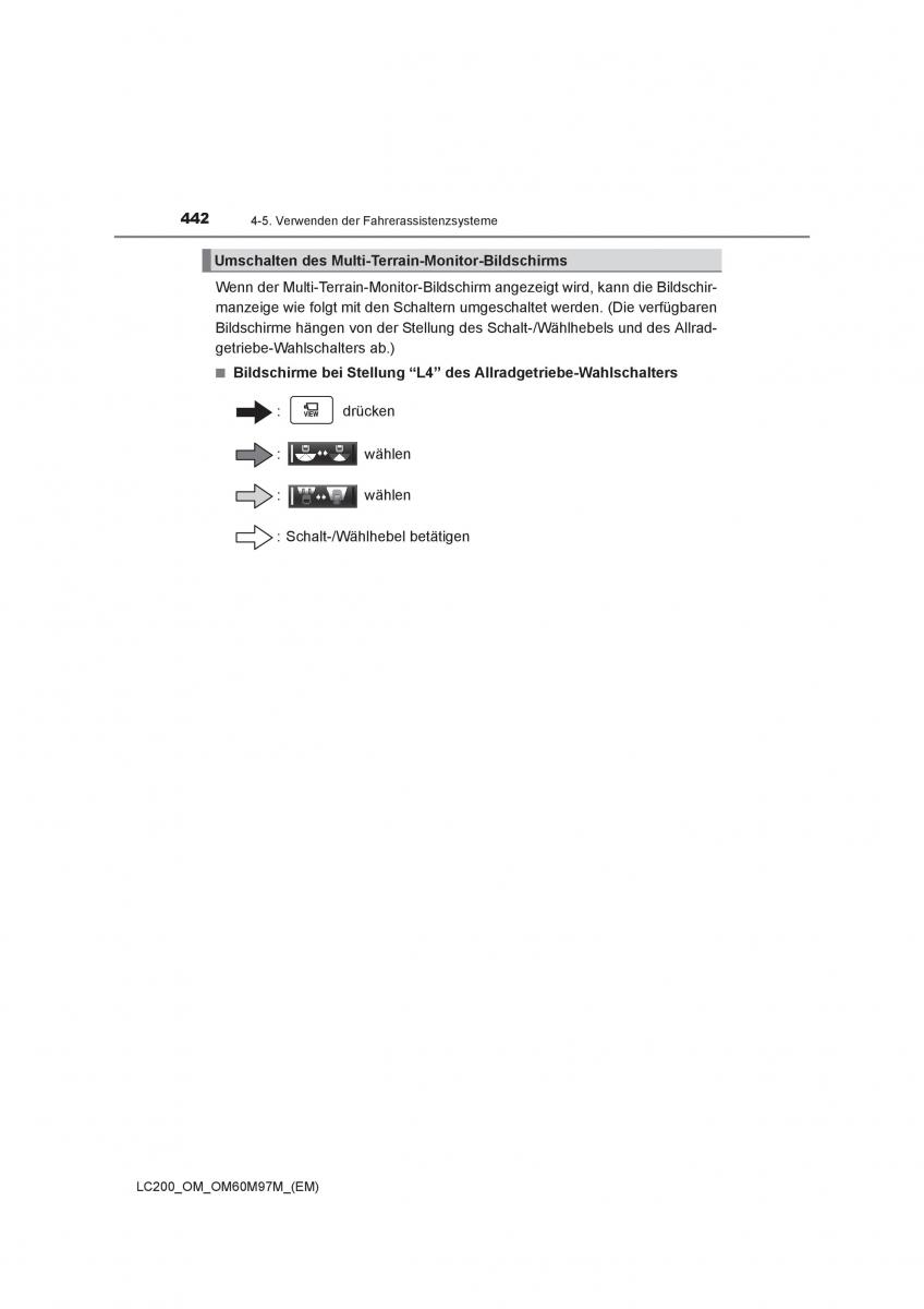 Toyota Land Cruiser J200 Handbuch / page 442