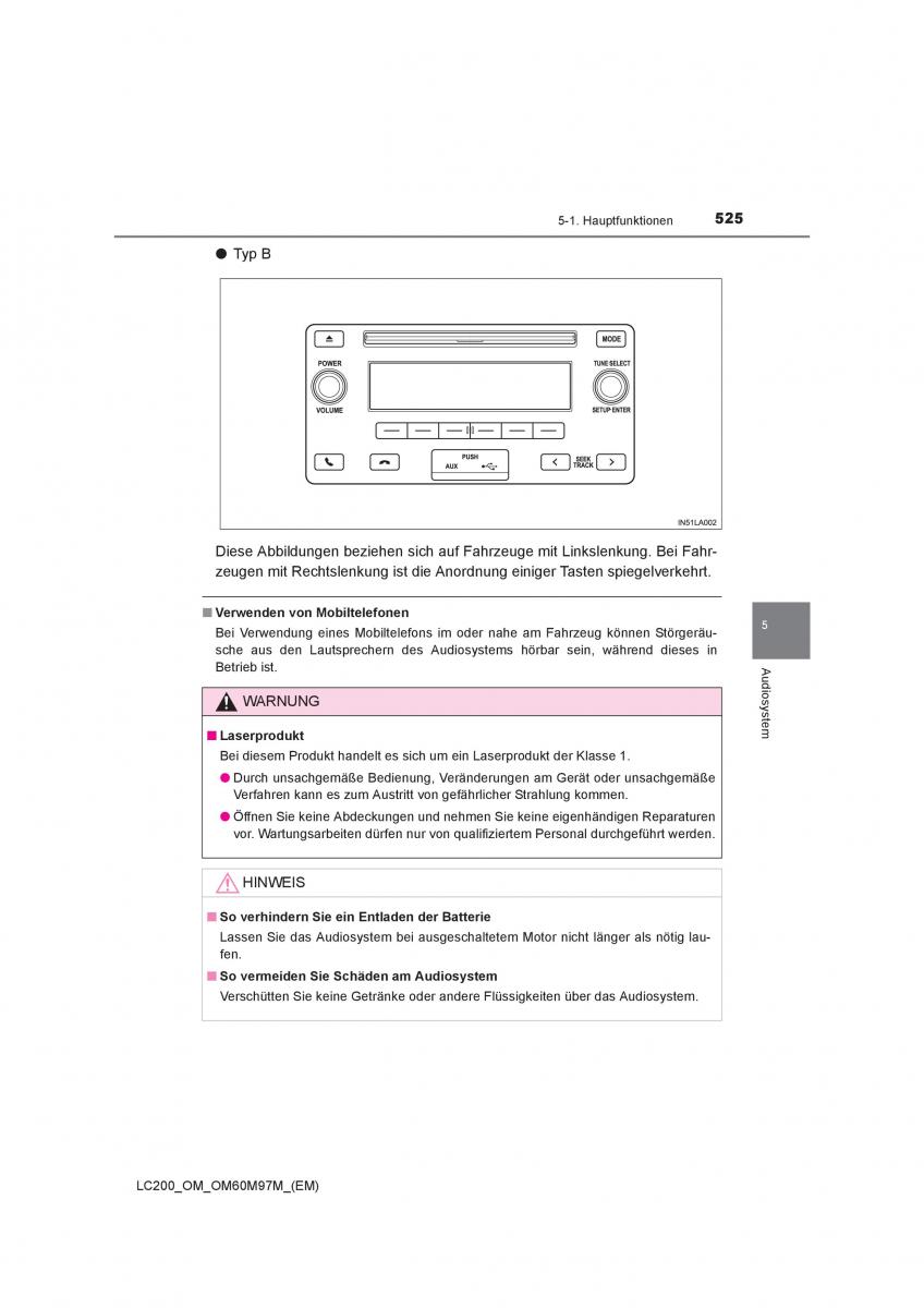 Toyota Land Cruiser J200 Handbuch / page 525