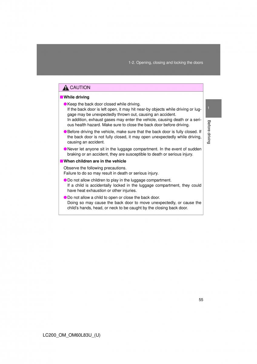 Toyota Land Cruiser J200 owners manual / page 55