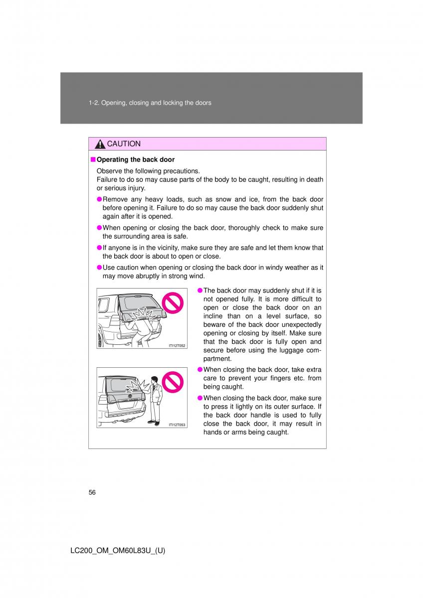 Toyota Land Cruiser J200 owners manual / page 56