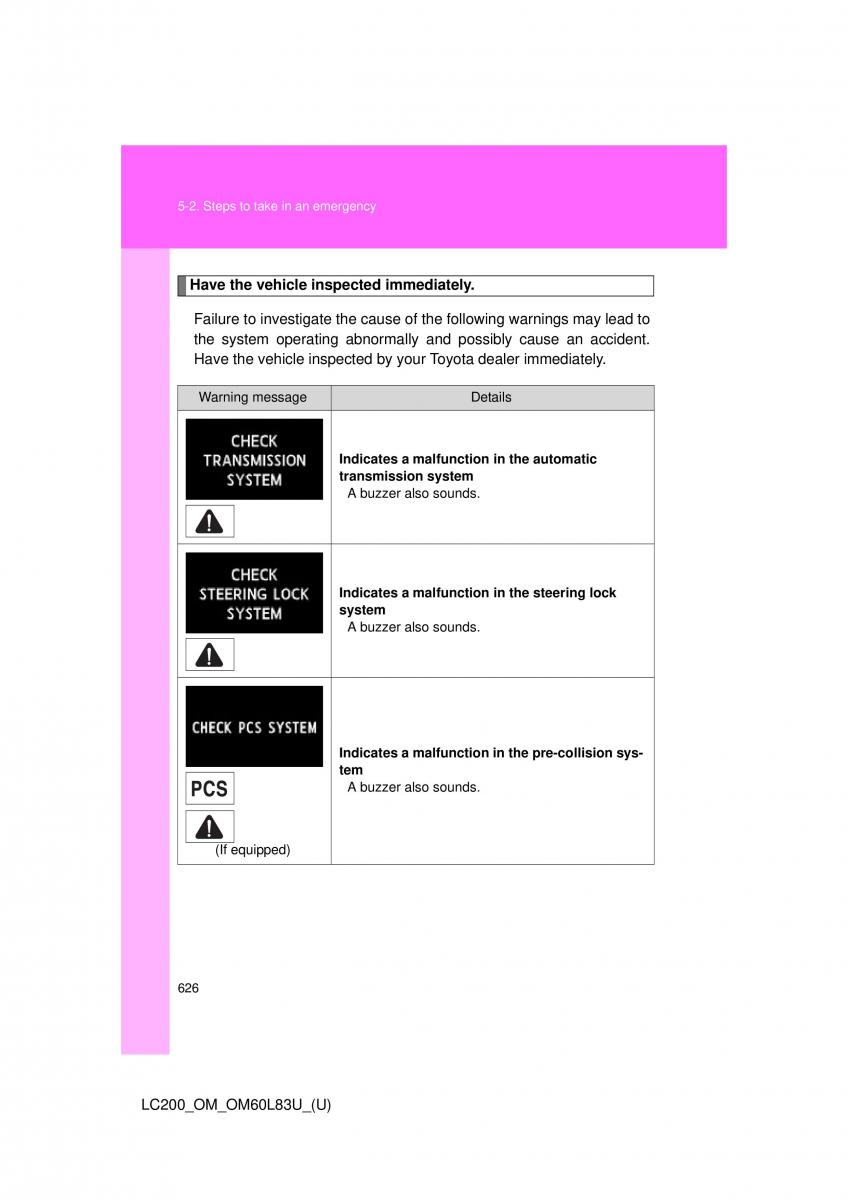 Toyota Land Cruiser J200 owners manual / page 626