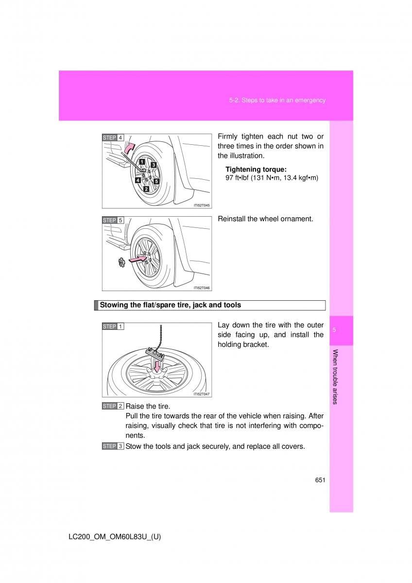 Toyota Land Cruiser J200 owners manual / page 651