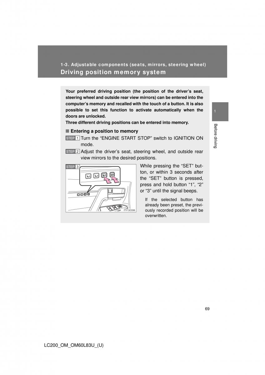 Toyota Land Cruiser J200 owners manual / page 69