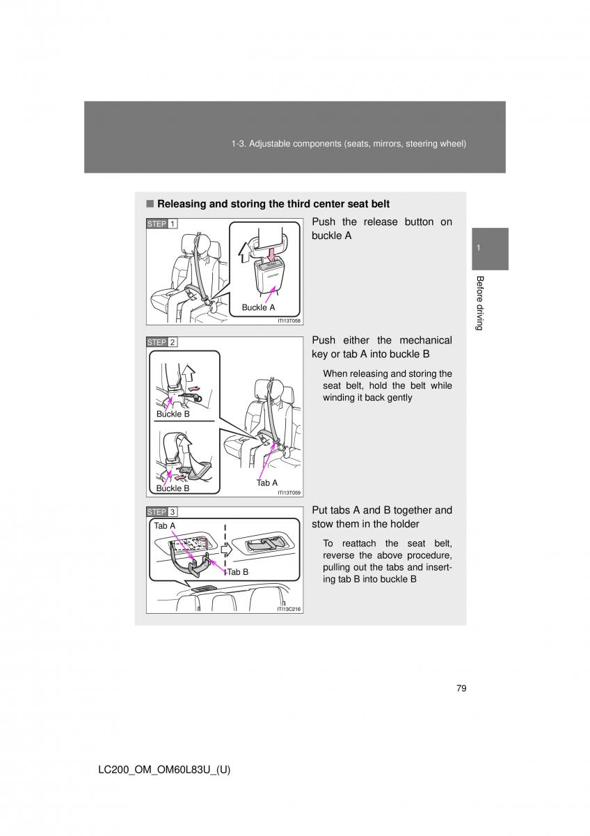 Toyota Land Cruiser J200 owners manual / page 79