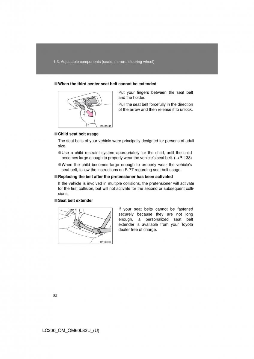 Toyota Land Cruiser J200 owners manual / page 82