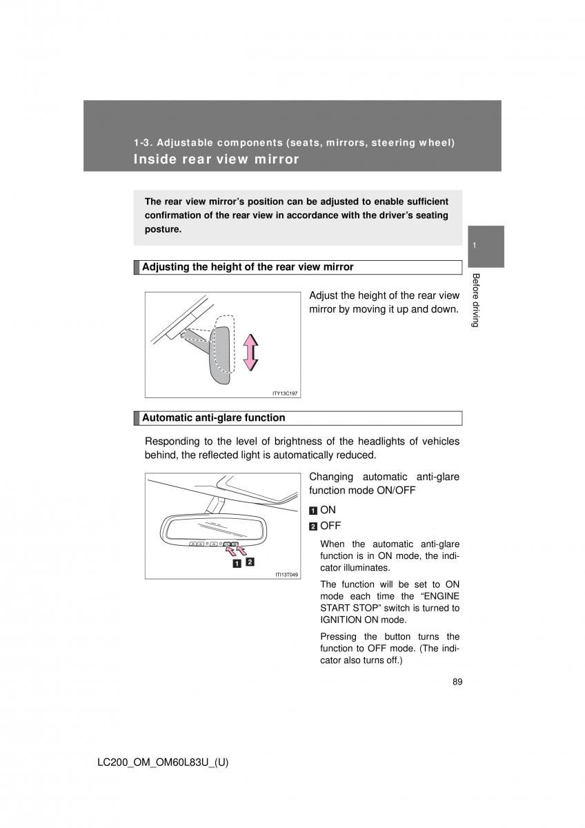 Toyota Land Cruiser J200 owners manual / page 89