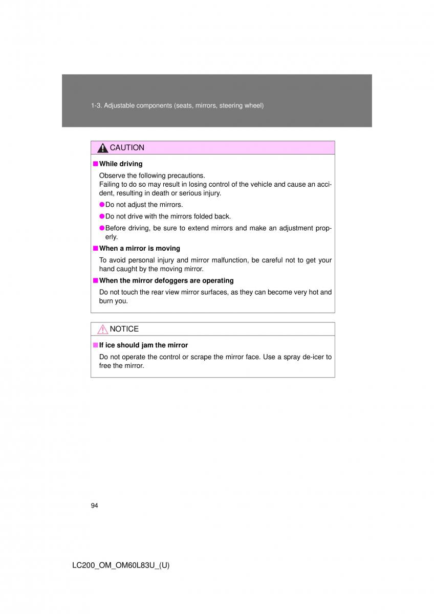 Toyota Land Cruiser J200 owners manual / page 94