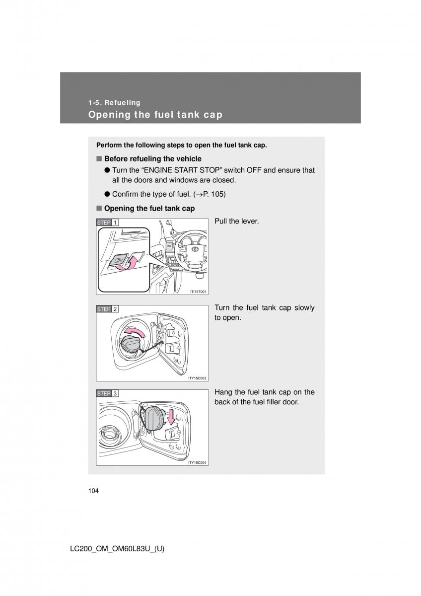 Toyota Land Cruiser J200 owners manual / page 104