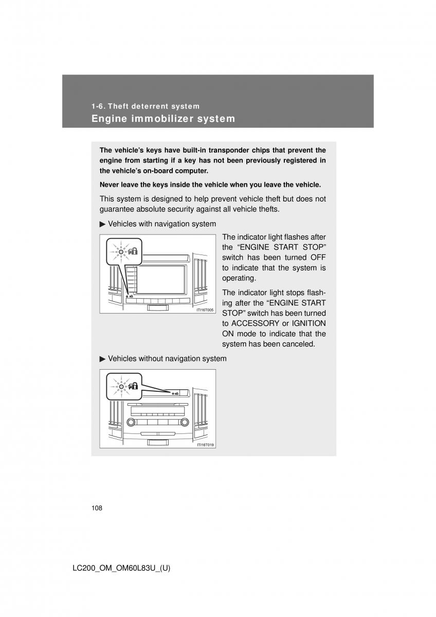 Toyota Land Cruiser J200 owners manual / page 108