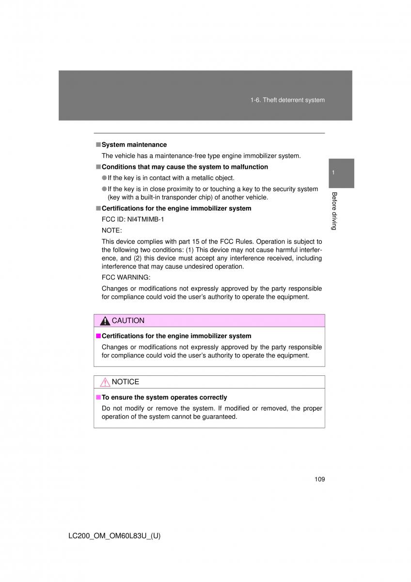 Toyota Land Cruiser J200 owners manual / page 109