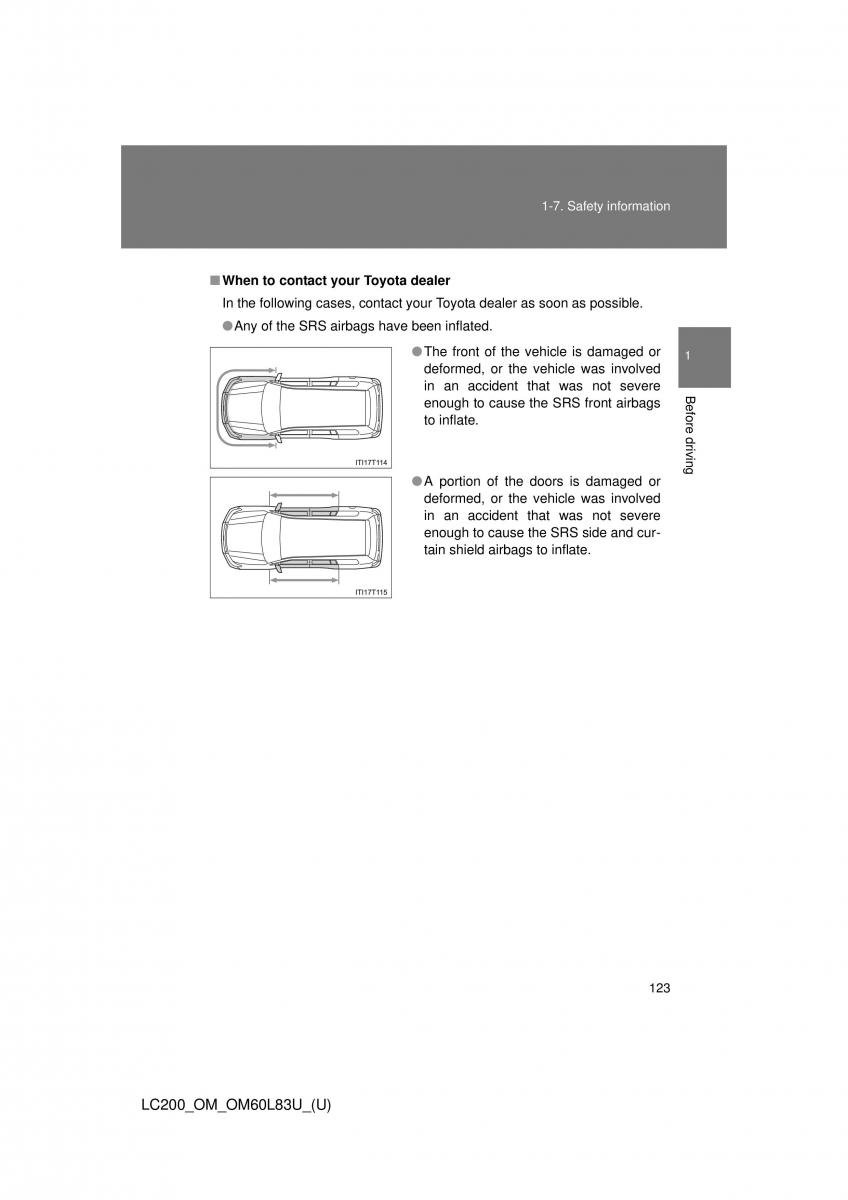 Toyota Land Cruiser J200 owners manual / page 123