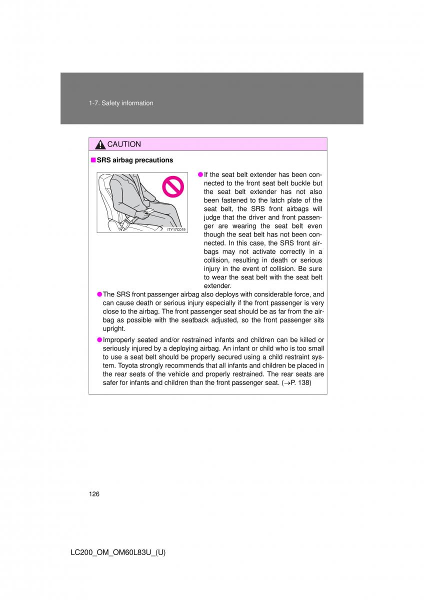 Toyota Land Cruiser J200 owners manual / page 126