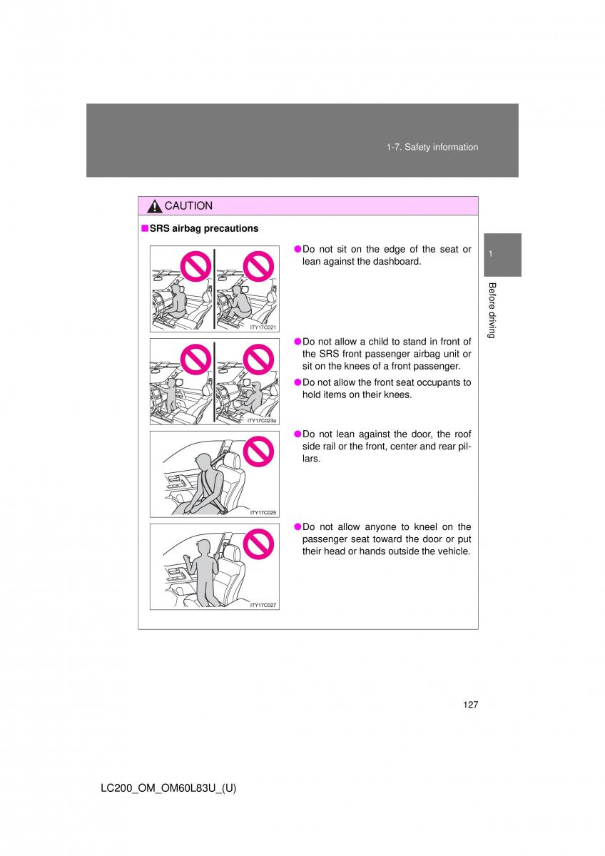 Toyota Land Cruiser J200 owners manual / page 127