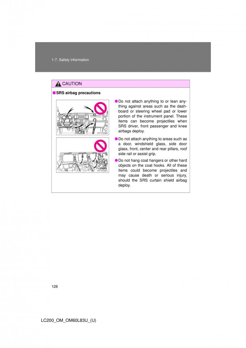 Toyota Land Cruiser J200 owners manual / page 128