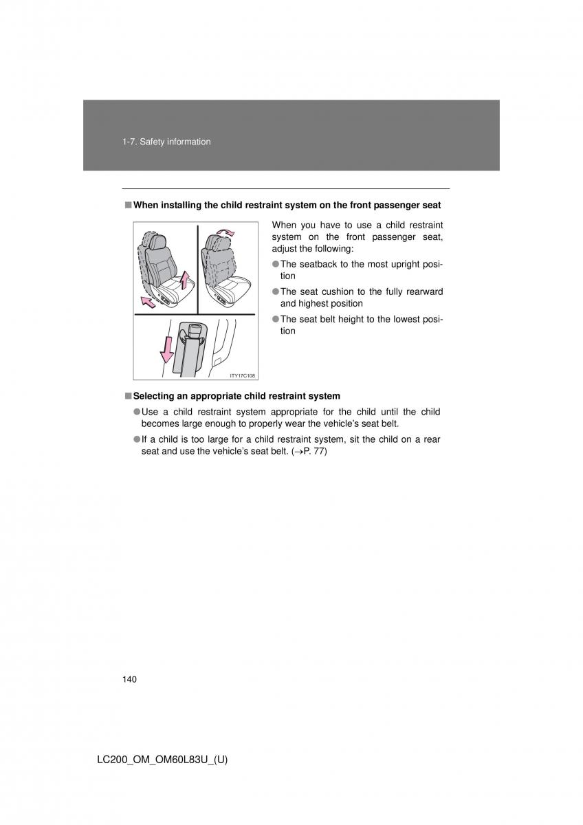 Toyota Land Cruiser J200 owners manual / page 140