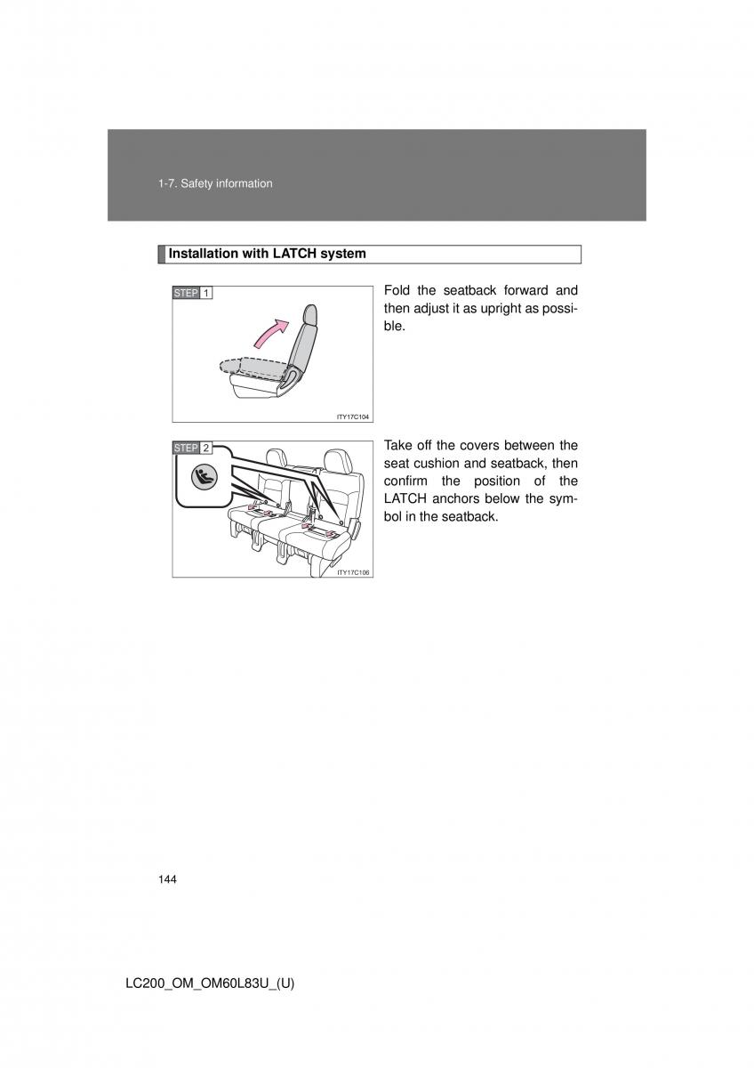 Toyota Land Cruiser J200 owners manual / page 144