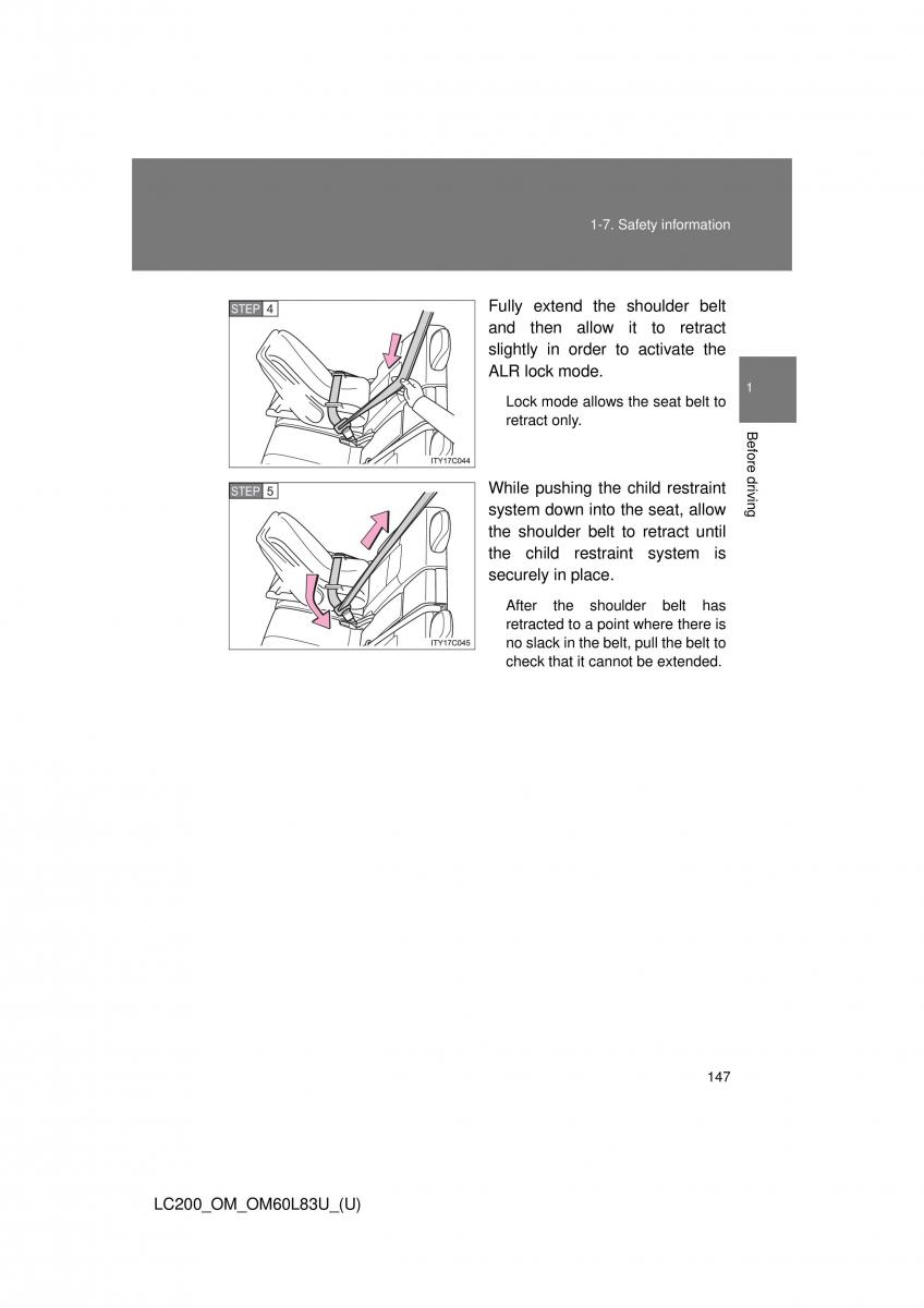 Toyota Land Cruiser J200 owners manual / page 147