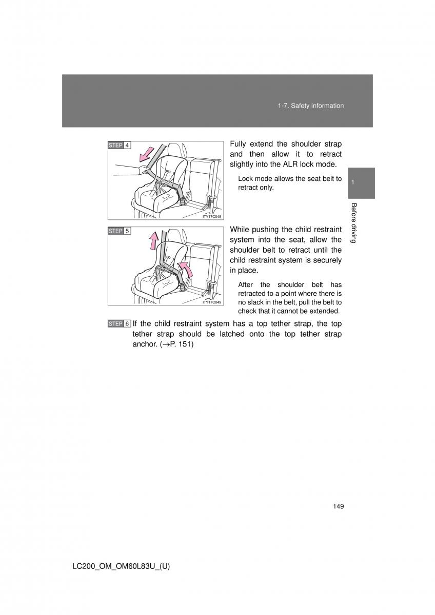 Toyota Land Cruiser J200 owners manual / page 149