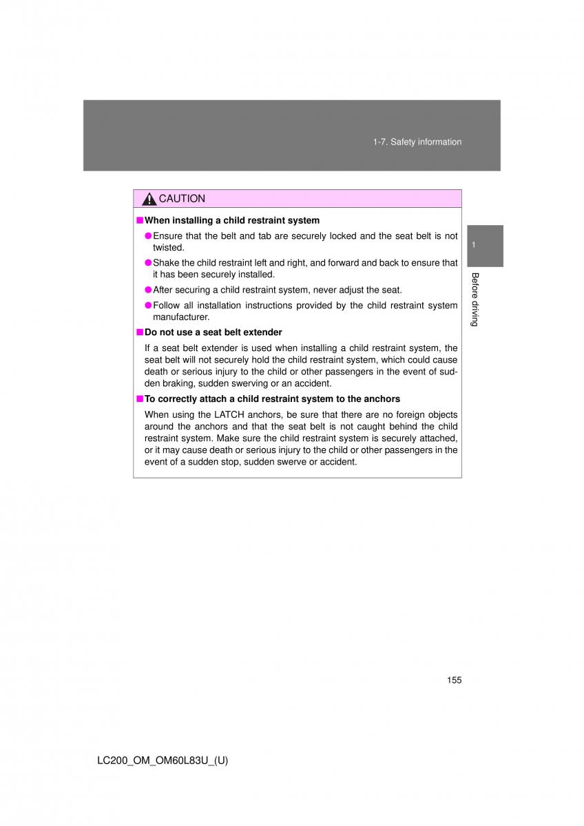 Toyota Land Cruiser J200 owners manual / page 155