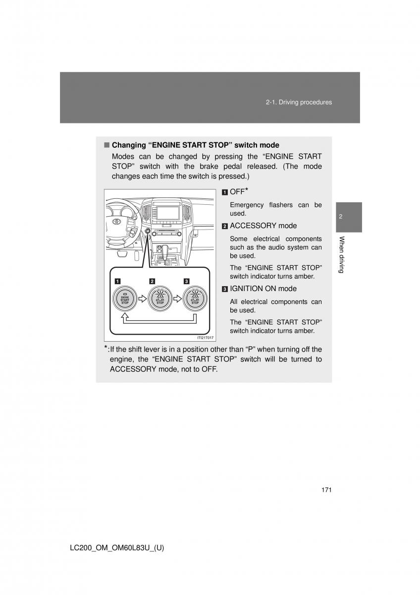 Toyota Land Cruiser J200 owners manual / page 171