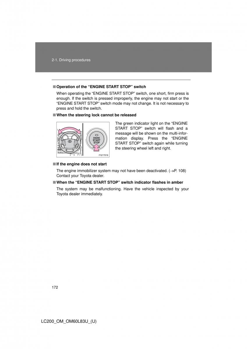 Toyota Land Cruiser J200 owners manual / page 172