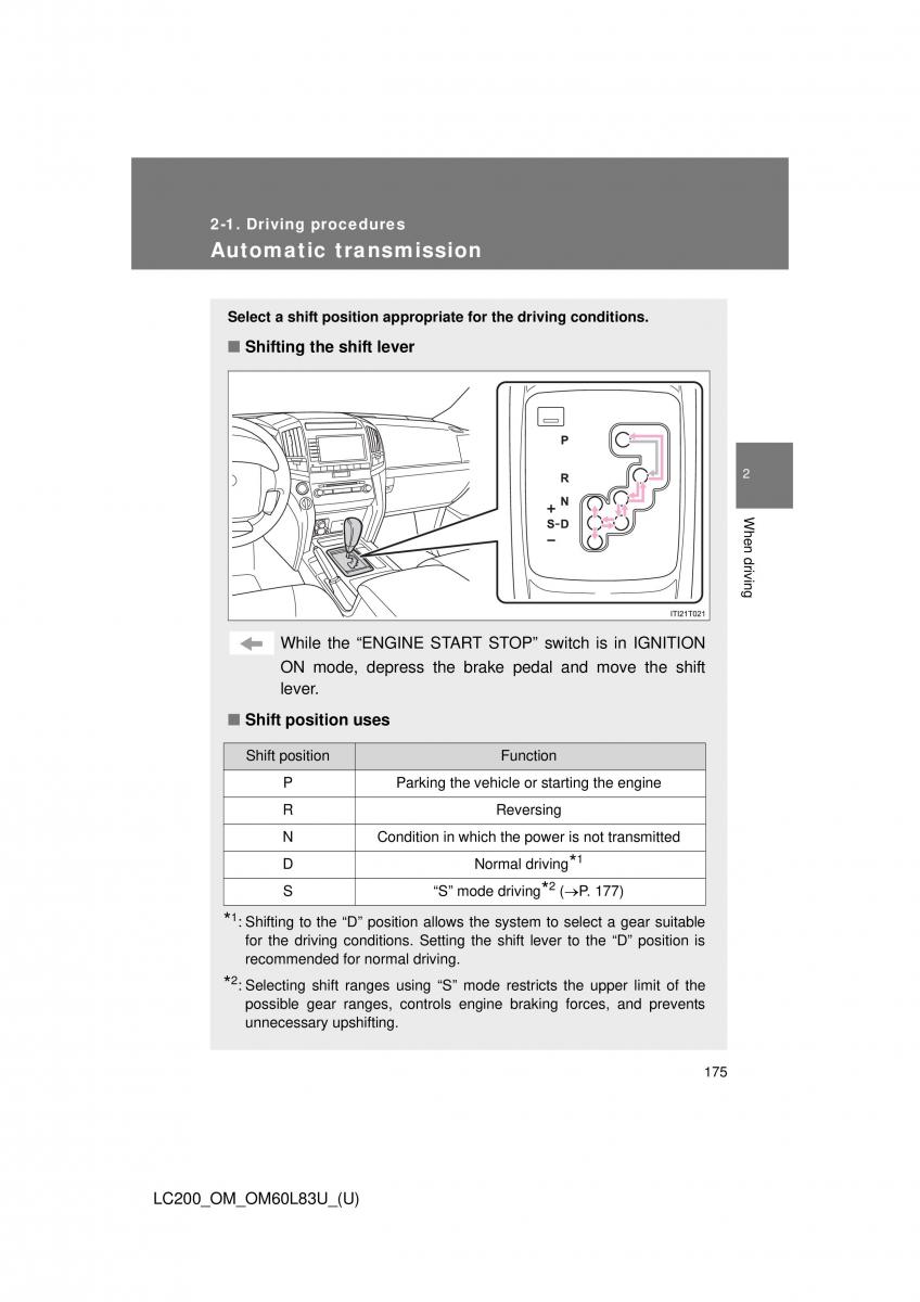 Toyota Land Cruiser J200 owners manual / page 175