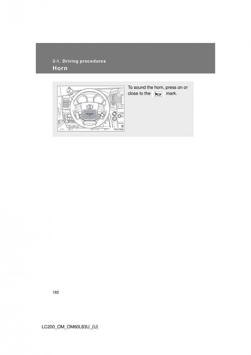 Toyota Land Cruiser J200 owners manual / page 182