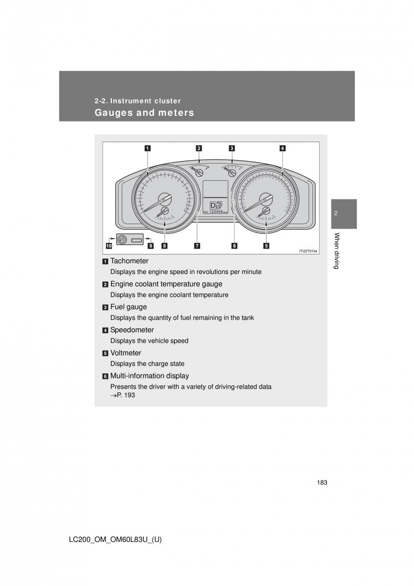 Toyota Land Cruiser J200 owners manual / page 183