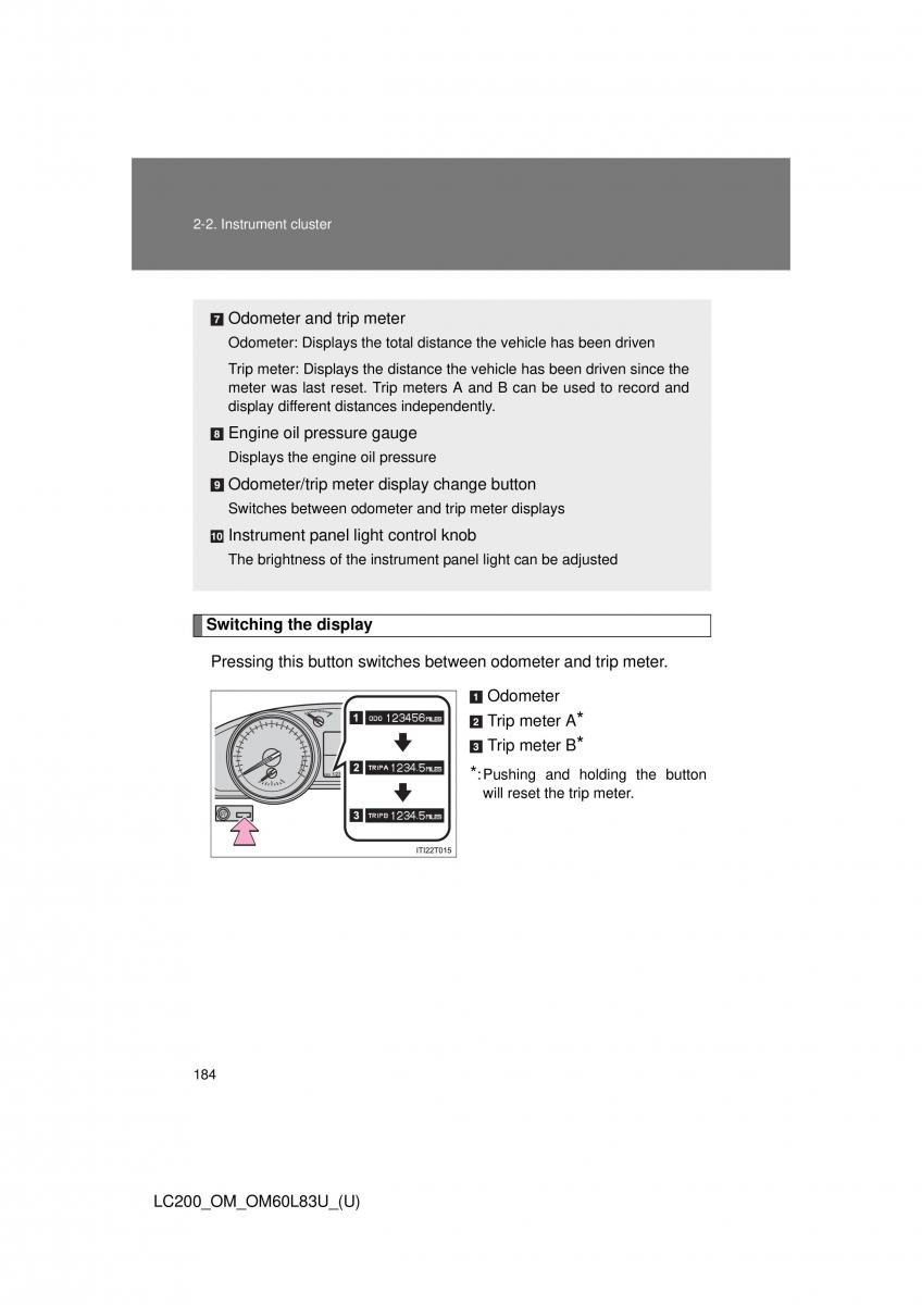 Toyota Land Cruiser J200 owners manual / page 184