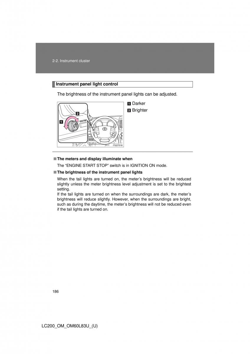 Toyota Land Cruiser J200 owners manual / page 186