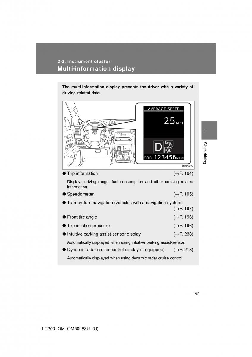 Toyota Land Cruiser J200 owners manual / page 193